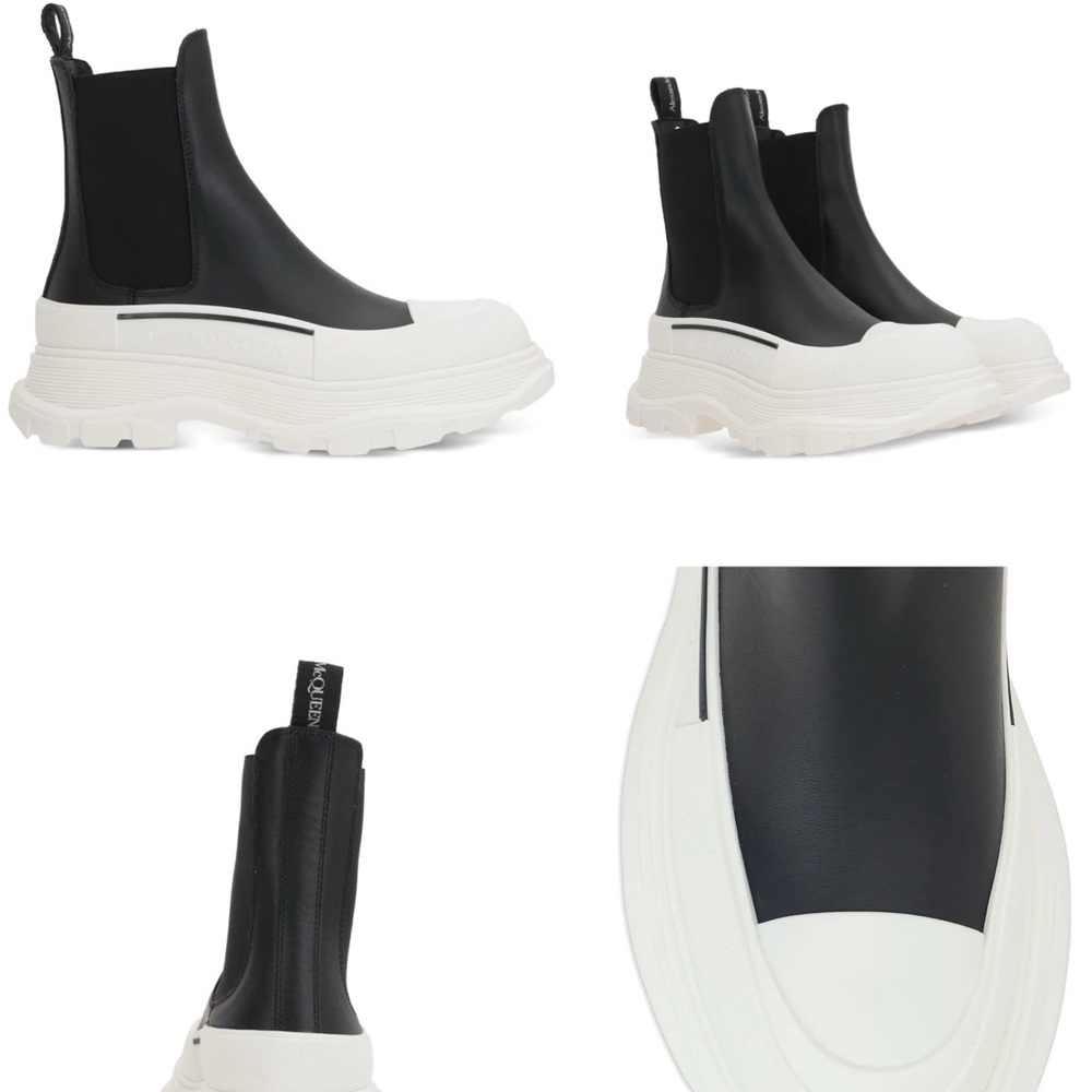 Alexander McQueen Black and Cream Ankle Boots